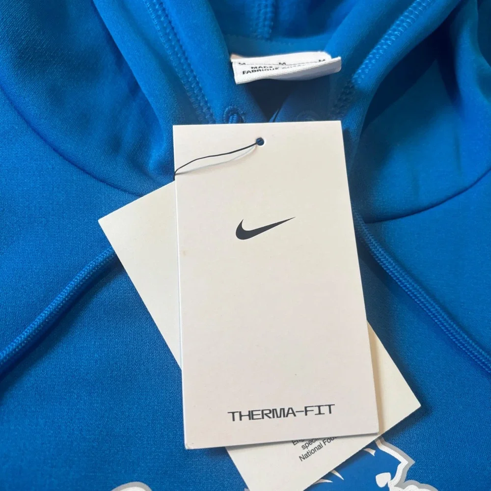 Nike Detroit Lions Therma-FIT Hoodie Mens Medium Blue NFL Sideline Pullover NWT
